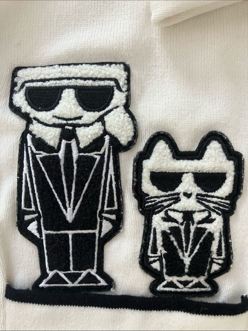 Karl Lagerfeld White and Black Logo Cardigan Sweater - Picture 3 of 10